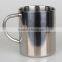 Mlife wholesale good quality double wall inner 18/8 outer 18/0 stainless steel coffee mug hot drink cup with handle, custom logo