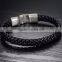 Simple Punk Silver Alloy Buckle Braided PU Leather Bangle Cuff Bracelet