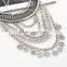 2016 New Design Boho Coin Chuncky Tassel Bib Fashion Silver Turkish Jewelry set