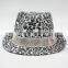 Fashion leopard skin fedora hat with ribbon