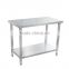 Two layers OEM customsizes size stainless steel commercial industrial kitchen work table bench used in hotel restaurant