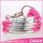Vintage multilayer metal tube leather bracelet/mens leather bracelet wholesale