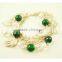 Gold Alloy Pearl Chain Bracelet With PU Strap
