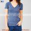 Solid color V-neck T-shirt Great wild girl's NEW style Solid color V-neck T-shirt