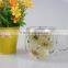 beautiful decaling pattern borosilicate double wall glass cup