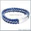 Ocean blue genuine leather woven bangle bracelet with silver clasp 2016