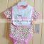 new design leopard print with sweet character bibs cheap kids clothes