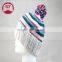 Female Winter Hat elastic knitted wool cap color stripe warm ski cap