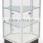 28" Corner Display Case w/Hinged Door, Adjustable Shelves, Ships Assembled - Silver(CD-A-009)
