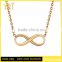 Friendship jewerly diamond for girls anti plating rose charms with clear rhinestone infinity shape gold necklaces(QD-101)