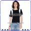 Contrast color Patchwork Women Casual Cheap Tshirt Ladies tops images Custom SHK64