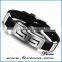 Charm Rubber Silicone Chain Gold Cross wristband bracelet for mens with stainless steel buckle