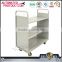 China factory direct sale steel mobile bookshelf library book cart with wheels