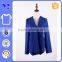 Thick textile twin side pockets blue fall open female wrap coat