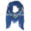 hot sale square headscarf pure cotton embroidery shawl scarf muslim hijab scarf for women