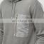 Drawstring Hoodie With Woven Chest Pocket & Gold Zip