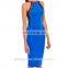 Dress online shopping Women midi dress with backless in cobalt blue