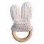 Knitted Rabbit Ear Baby Wood Teether Newborn Handmade Teether Toys