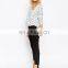 CUSTOMIZED NEW FASHION EUROPEAN STYLE WOMENS' V- NECK LONG SLEEVE CHIFFON BLOUSE, SUMMER TOPS FOR LADIES