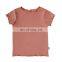 X1676/Customised summer newest hot sell wholesale girls kids t-shirts floral neck boutique children tops