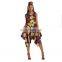 2020 new arrivals summer women casual and classy scarf shape bottom zip up africa print dress manufacturer