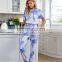 2020 New Style Women's Home Wear One-Piece Case Summer Tie-dye Printed One-piece Pajama  nightgown