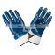 Oil Resistant Fully Coated Blue Nitrile Safety Work Gloves For Fuel Petro Chemical Work