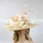 Wholesale Wide Brim Hat Flower With Feather Church Philippine Sinamay Hat Quality Choice