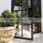 House contemporary simple grills design double swing tempered glass french design wrought iron front door