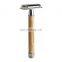 Reusable Ecofrienly Silver Metal Double Edge Safety Razor with Wooden Handle