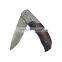 Damascus steel blade folding knife Olive wood handle camping knife