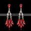 2016 New Vintage Style Dangling Chandelier Red Crystal Earrings Fashion Instyle