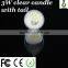 Unique 3W E14 ceramic pull tail LED light clear candle bulbs with 3 years warranty