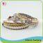 Fashion Pink Stone Mix Stainless Steel Bead Wrap Leather Bracelet