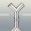 Butt welded stainless steel Y type tee Tube Fittings, 3A BPE Tee
