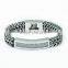 2016 double strand franco chain mens id bracelets with thick CZ diamond curved bar                        
                                                Quality Choice