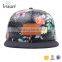 Cheap 6 panel floral snapback hat with leather patch