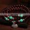 Bohemian Red Garnet Ruby Glass Bead Multilayer Color Block Bracelet Bangle