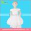 Fashion Children Girls Princess Dress With Organza Flower Tape Embroidered Bow Belt Beaded Nickless Girls Dress