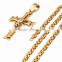 Wholesale Hallowmas Christian Church Titanium Steel Gold Jesus Cross Pendant Necklaces For Contemplative Human