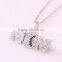 Clear Crystal Rhodium Plated Snake Chain Softball Mom Sports Necklace Women