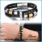 316L stainless steel leather bracelets for men braided