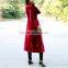 Latest Winter Kurti Designs Deep Red Black Long Velvet Kurti HSD1500