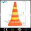 Fluorescent orange collapsible RGB LED light traffic cone