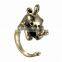 Silver Bronze Plated Rhinoceros Knuckle Ring Animal Open Mouth Unisex Rings