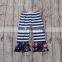 2017 boutique clothing stripe floral print dress match ruffle pants cotton kids clothing