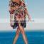 Lovely fringes Kaftan beachwear tunic tops chiffon solid color & printed kurtis lace neckline pom tassel hem short coverups top