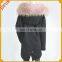 Cute Pink Raccoon Fur Collar Women Parka For Coat Parka Fabric