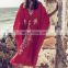 2019 Red Bohemian Floral Embroidered Loose Summer Beach Dress Moroccan Caftan Plus Size Women Street Wear Midi Dress Sarong