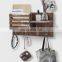 Wood Wall Shelf Mail Organizer 4 key hooks Wall Mounted key Holder Wooden Mail Sorter Organizer